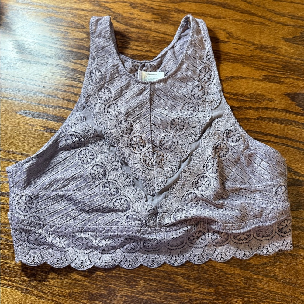 Youmita Lace Crop Top - Gray